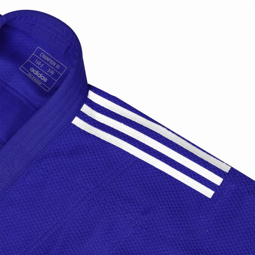 Adidas Champion III-2 Judogi – IJF Green Label - Blue<br> <span style="display:block; text-align:center;">Regular Fit</span> - Image 4